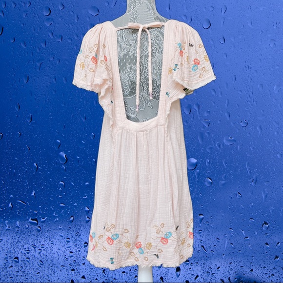 ANTHROPOLOGIE Swim Cover Up Pink Embroidered Gauze Dress - Picture 5 of 14